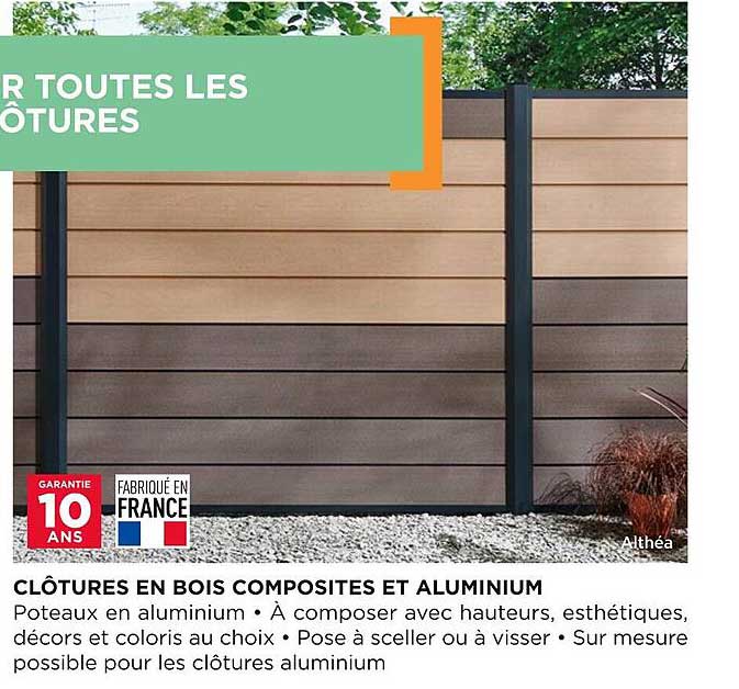 clôtures en bois composites et aluminium