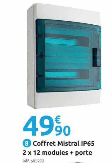 coffret mistral ip65 2 x 12 modules + porte
