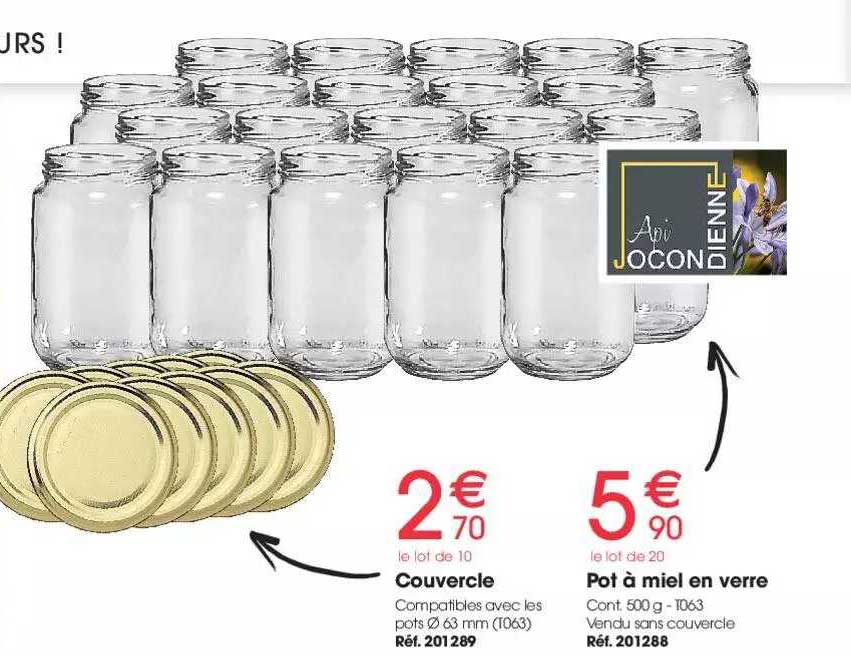 Couvercle, Pot à Miel En Verre