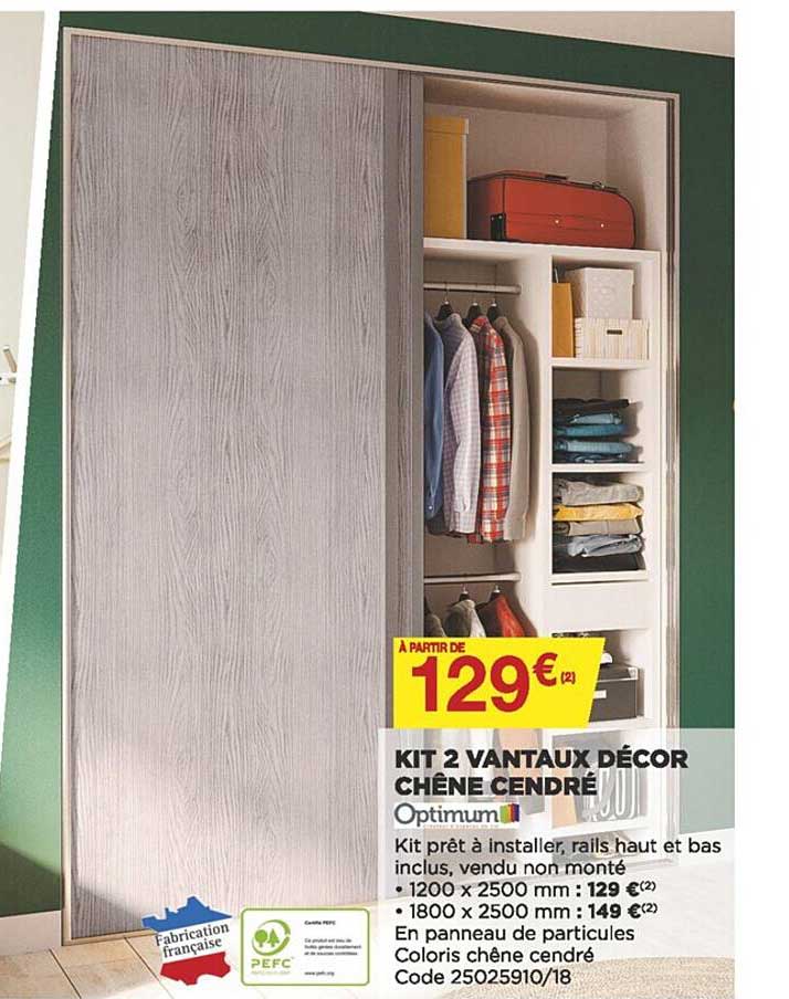 kit 2 vantaux décor chêne cendré