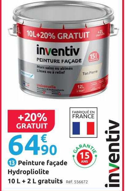 peinture façade hydropliolite 10l + 2l gratuits inventiv