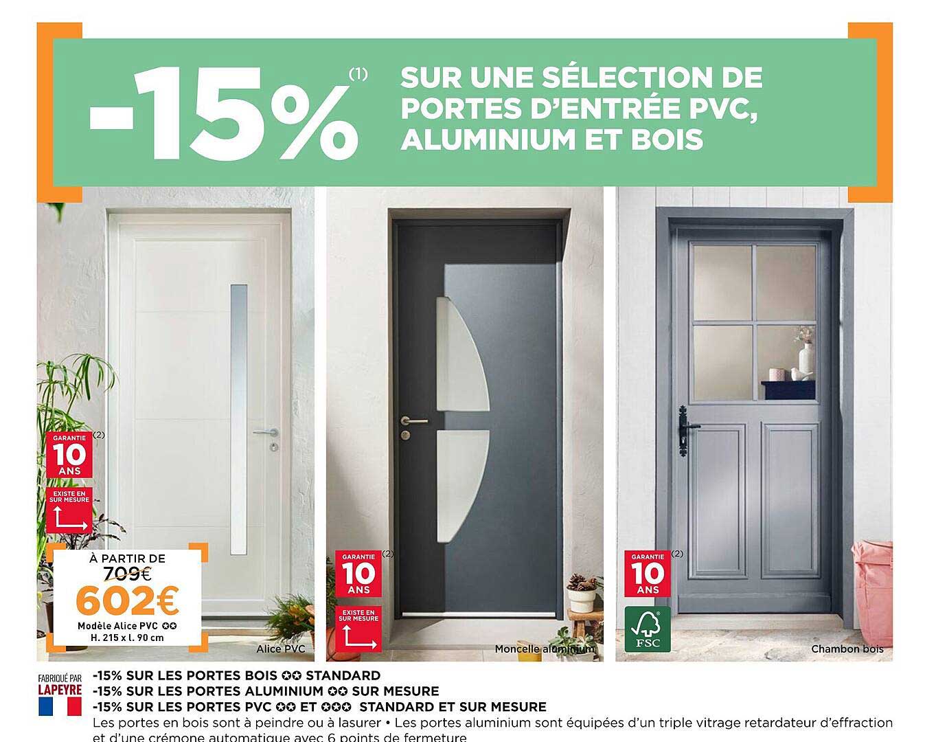 portes d'entrée pvc, aluminium et bois