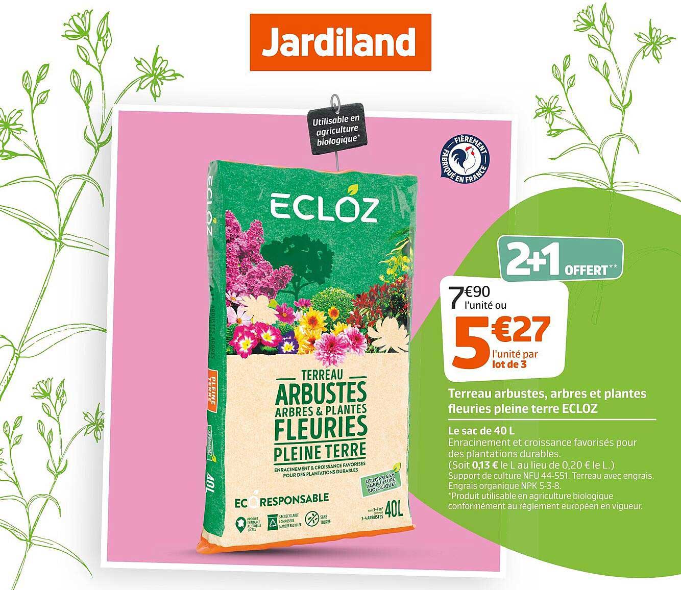 terreau arbustes, arbres et plantes fleuries pleine terre ecloz