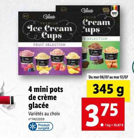 4 mini pots de crème glacée