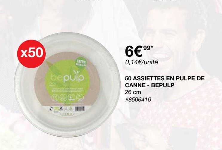 50 Assiettes En Pulpe De Canne - Bepulp