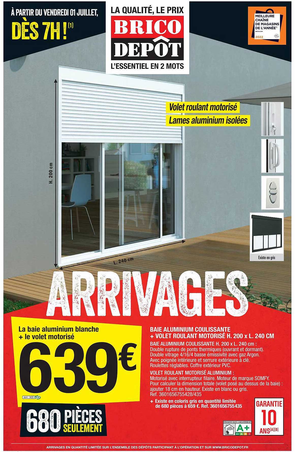 Baie Aluminium Coulissante + Volet Roulant Motorisé