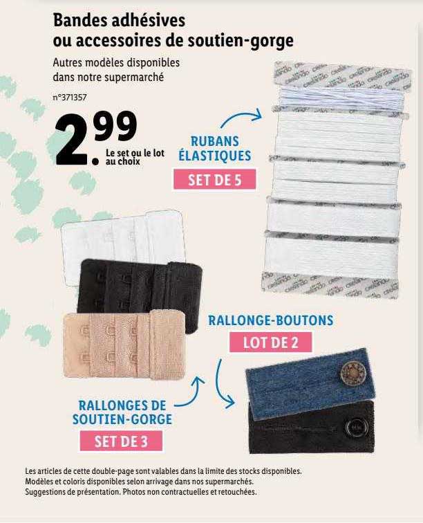 bandes adhésives ou accessoires de soutien-gorge