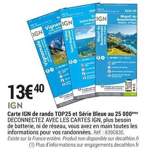 carte ign de rando top25 et série bleue au 25000ème