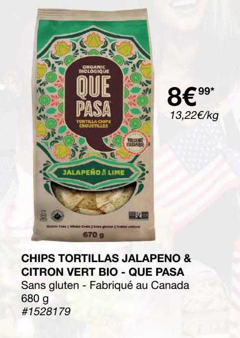 chips tortillas jalapeno & citron vert bio - que pasa