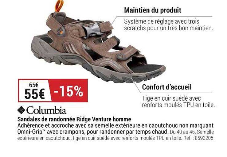 columbia sandales de randonnée ridge venture homme