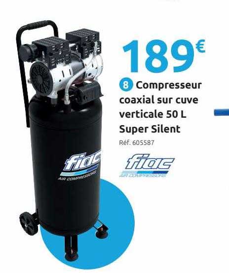compresseur coaxial sur cuve verticale 50l super silent fiac