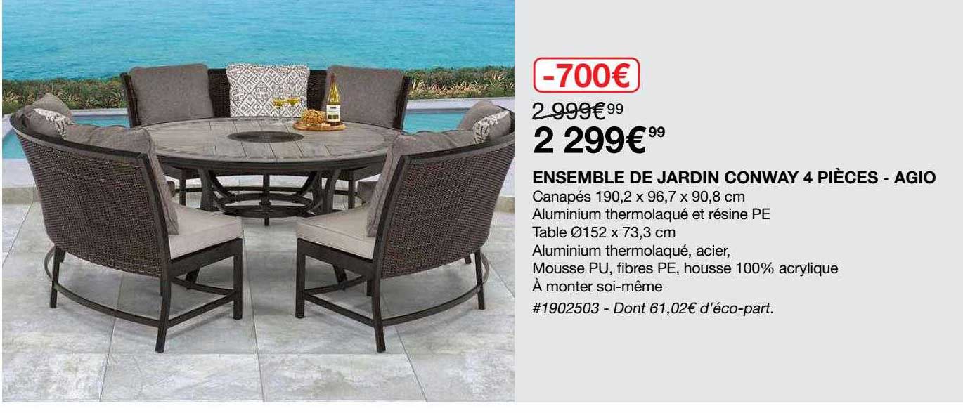 ensemble de jardin conway 4 pièces - agio