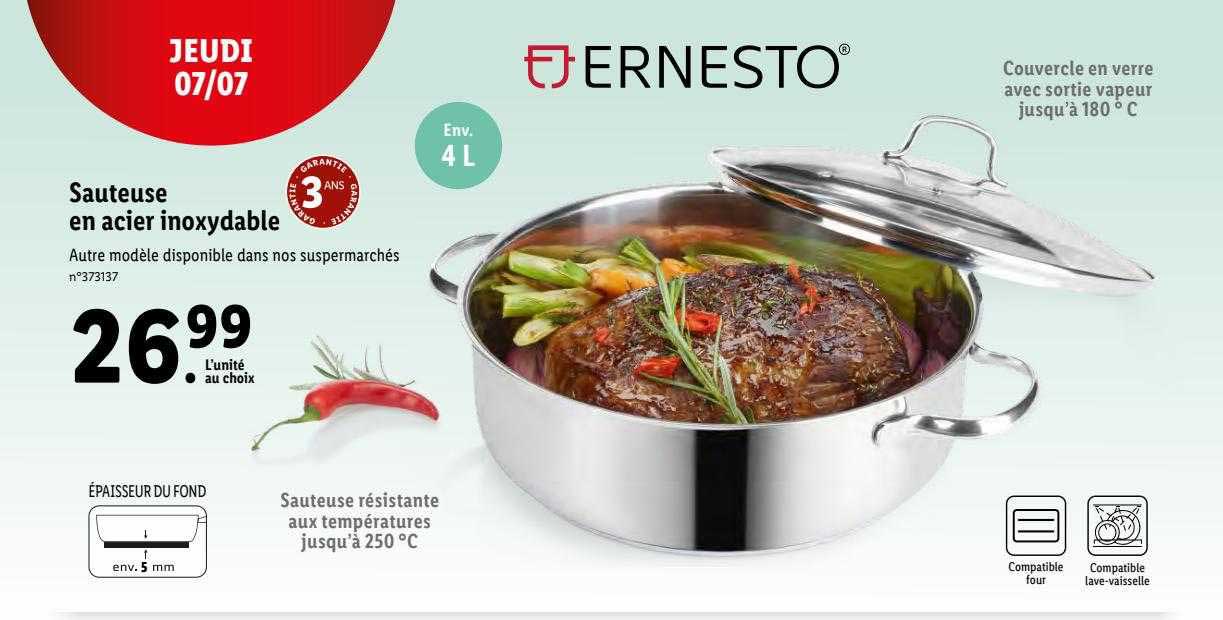 ernesto sauteuse en acier inoxydable