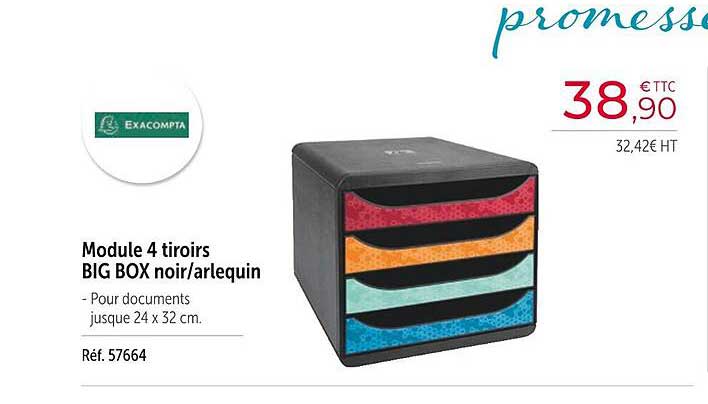 exacompta module 4 tiroirs big box noir arlequin