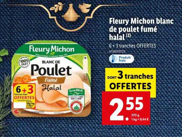 fleury michon blanc de poulet fumé halal