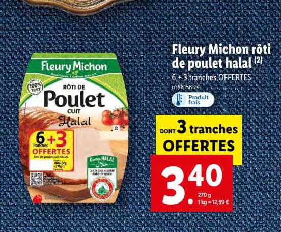 fleury michon rôti de poulet halal