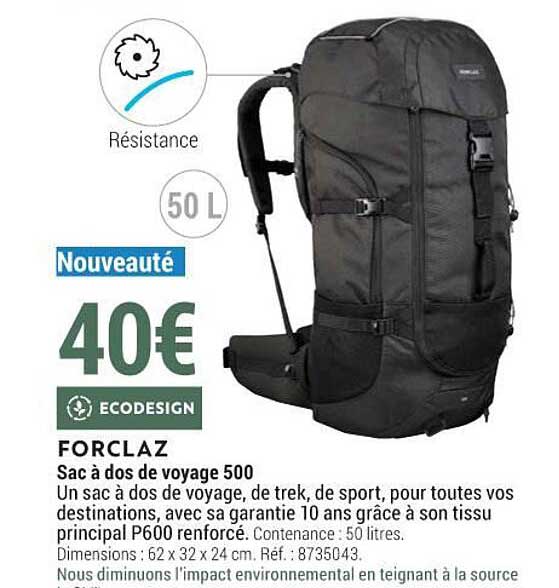 Forclaz Sac à Dos De Voyage 500