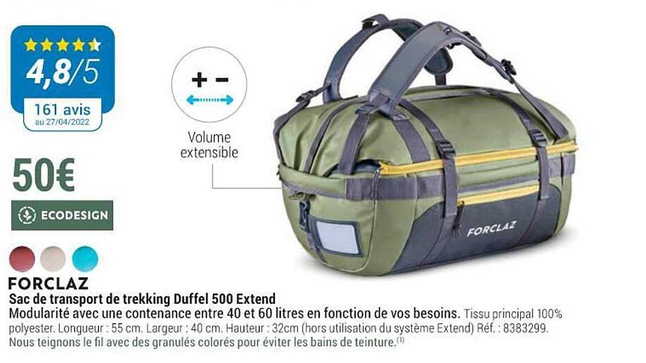 forclaz sac de transport de trekking duffel 500 extend
