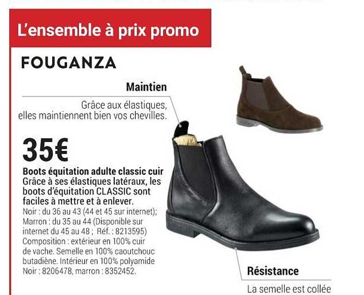 fouganza boots équitation adulte classic cuir