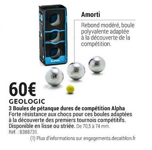 geologic 3 boules de pétanque dures de compétition alpha