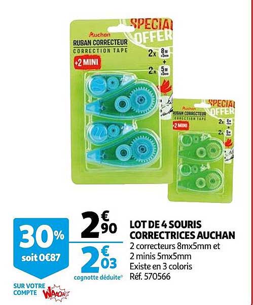 lot de 4 souris correctrices auchan