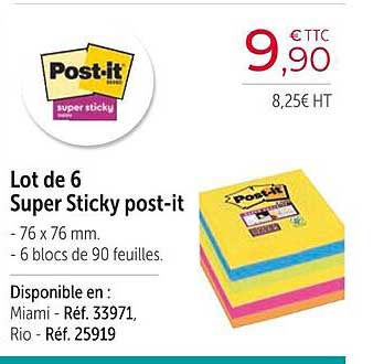 lot de 6 super sticky post-it