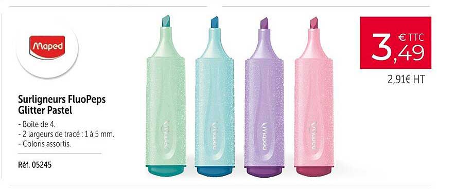 maped surligneurs fluopeps glitter pastel