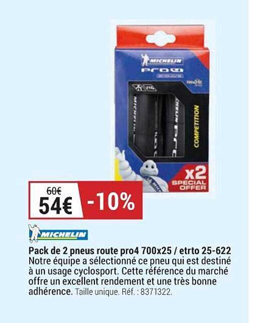 michelin pack de 2 pneus route pro4 700x25 - etrto 25-622