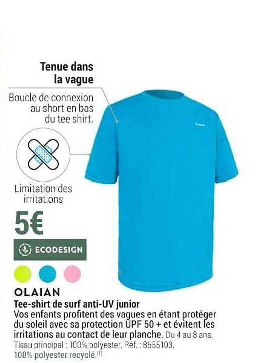 olaian tee-shirt de surf anti-uv junior