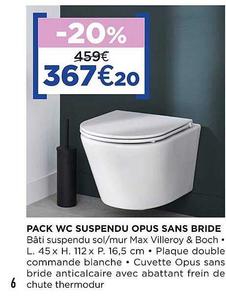 pack wc suspendu opus sans bride