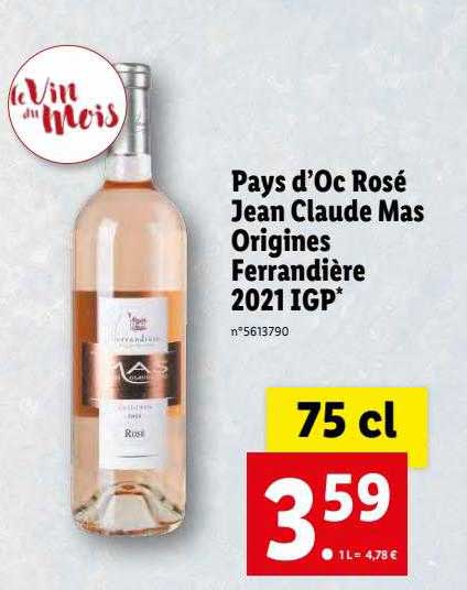 pays d'oc rosé jean claude mas origines ferrandière 2021 igp