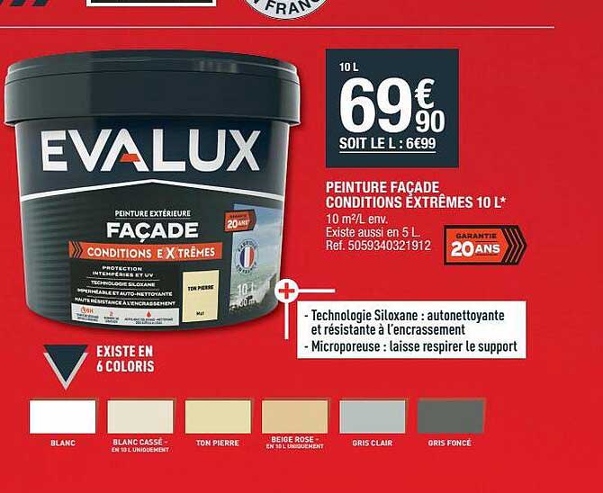 peinture façade conditions extrêmes 10l evalux