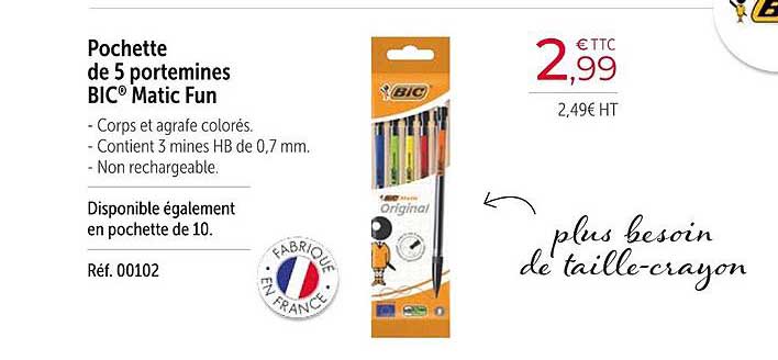 pochette de 5 portemines bic matic fun