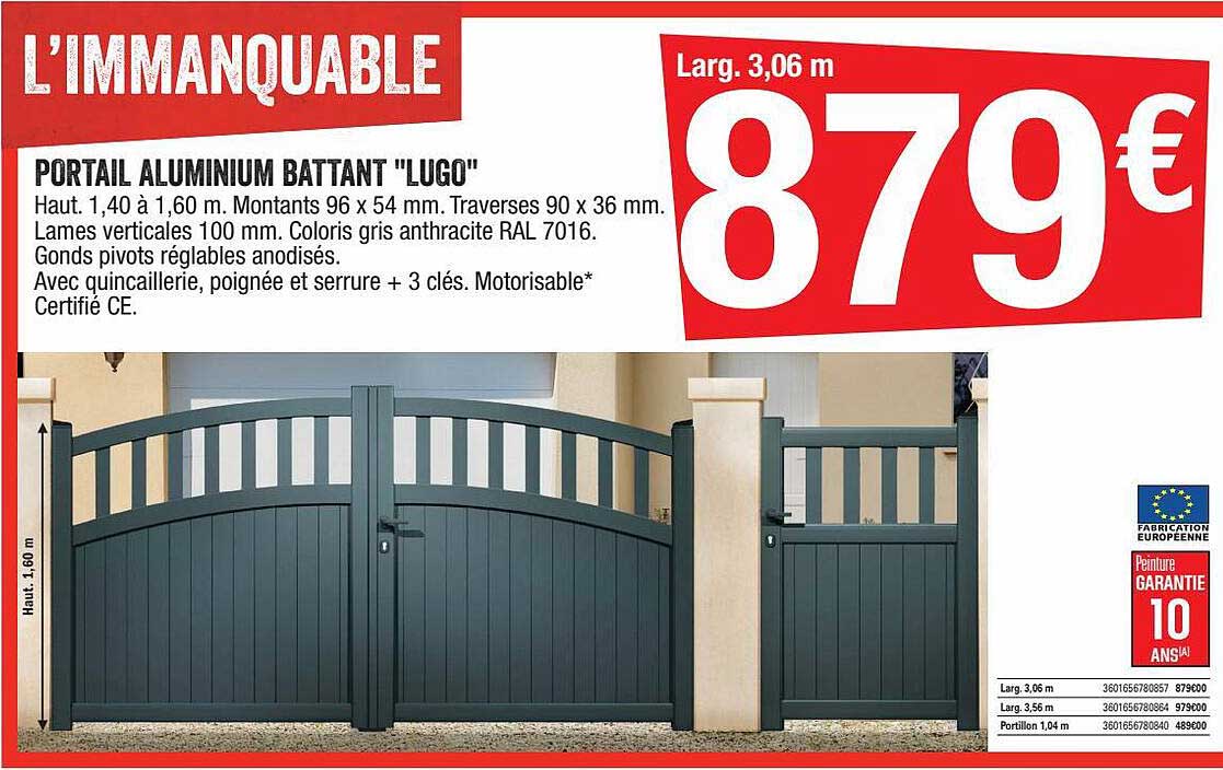 Portail Aluminium Battant "lugo"