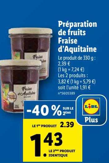 préparation de fruits fraise d'aquitaine
