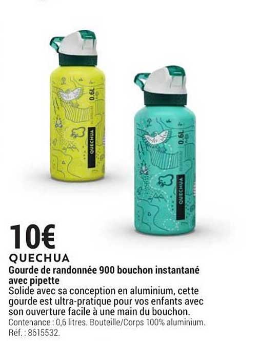 quechua gourde de randonée 900 bouchon instantané avec pipette