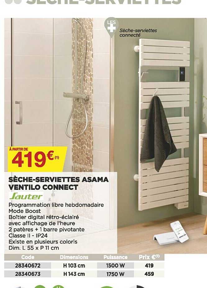 Sèche-serviette Asama Ventilo Connect Sauter
