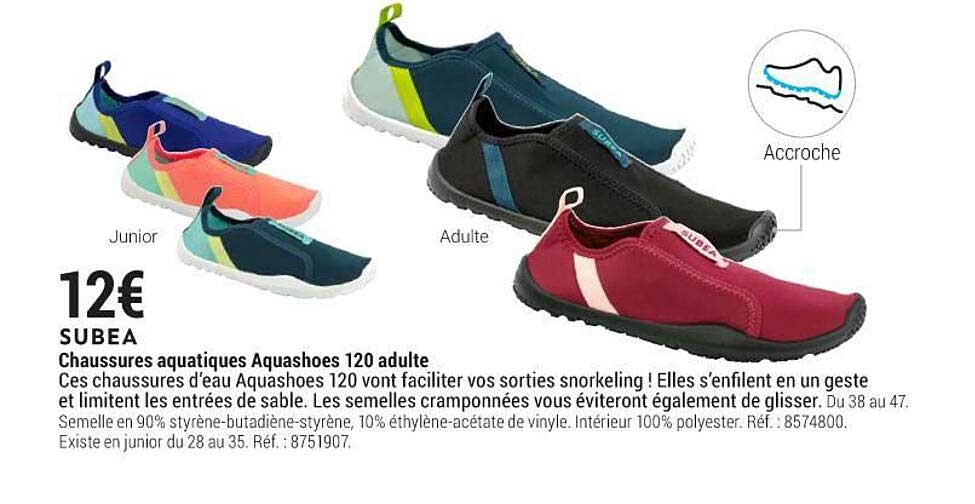 subea chaussures aquatiques aquashoes 120 adulte