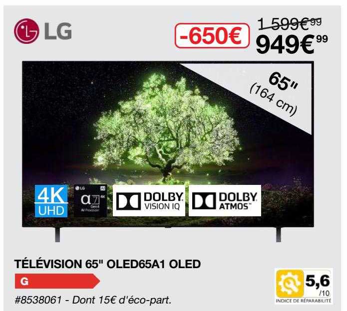 télévision 65" oled65a1 oled lg
