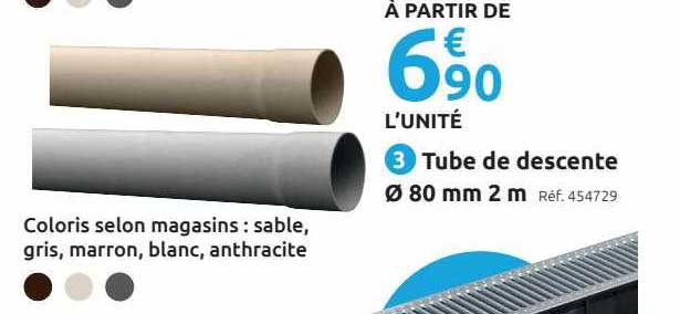 tube de descente ø 80 mm 2 m
