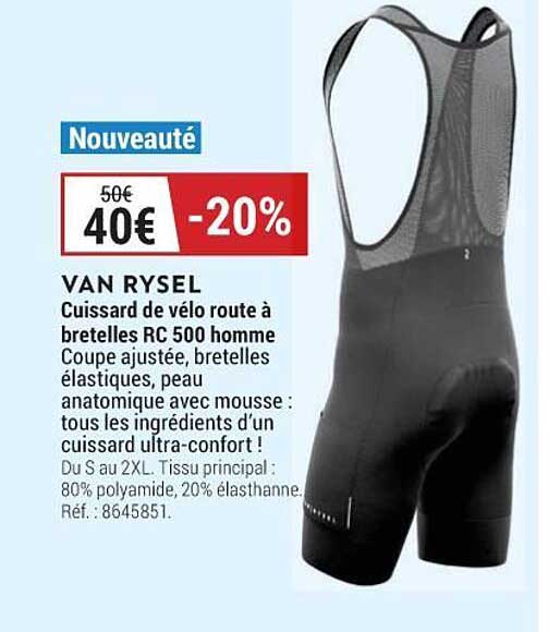 van rysel cuissard de vélo route à bretelles rc 500 homme