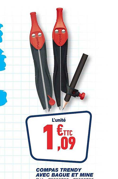 compas trendy avec bague et mine