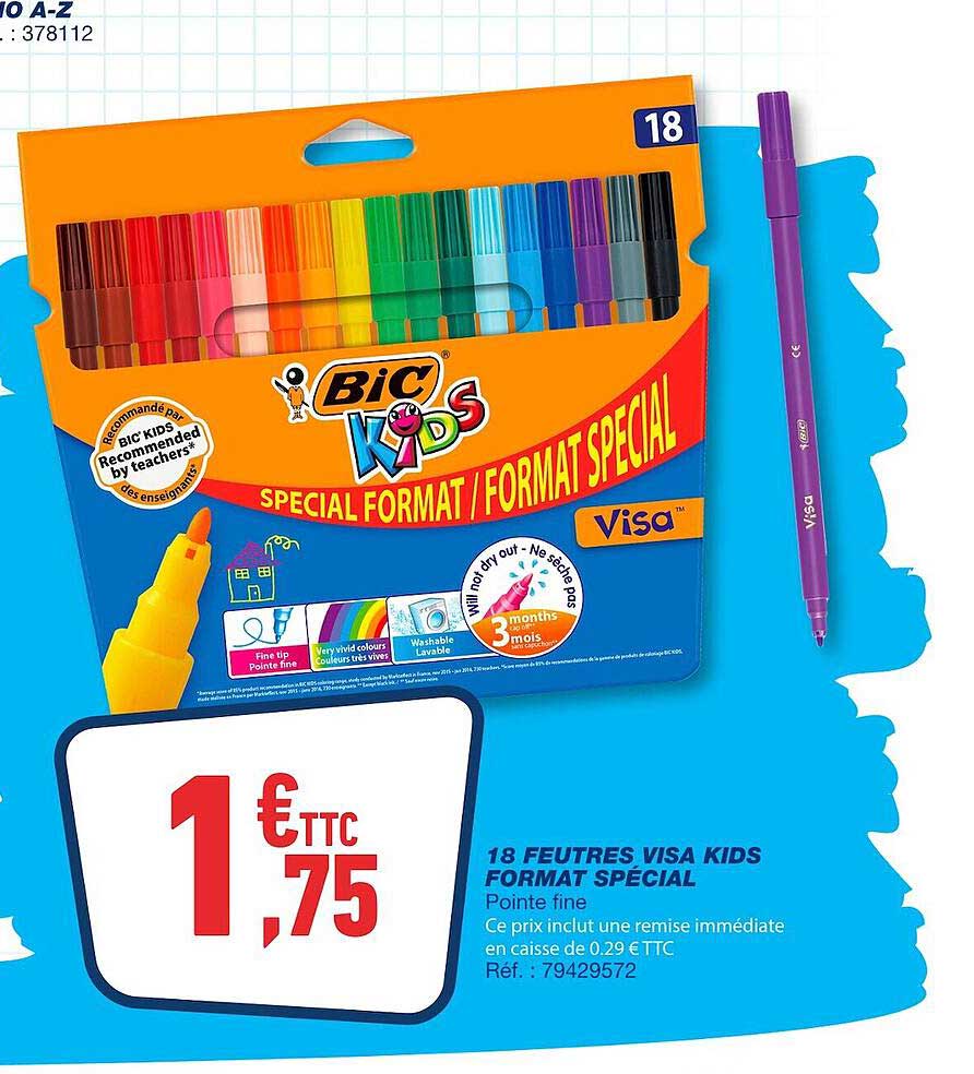 18 feutres visa kids format spécial bic