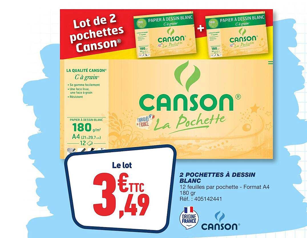 2 Pochettes à Dessin Blanc Canson