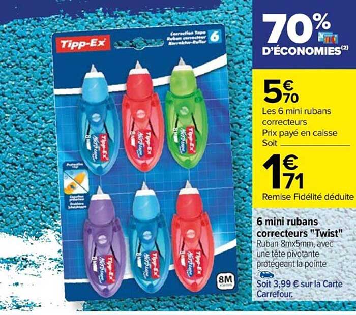 6 mini rubans correcteurs "twist" tipp-ex
