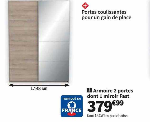 armoire 2 portes dont 1 miroir fast