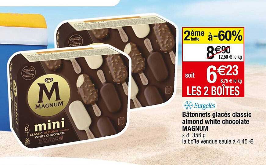 bâtonnets glacés classic almond white chocolate magnum