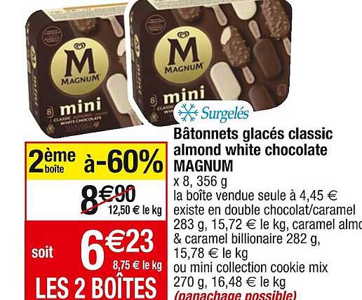Bâtonnets Glacés Classic Almond White Chocolate Magnum