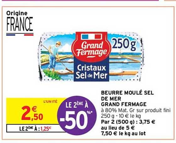 beurre moulé sel de mer grand fermage