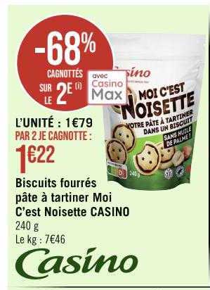biscuits fourrés pâte à tartiner moi c'est noisette casino